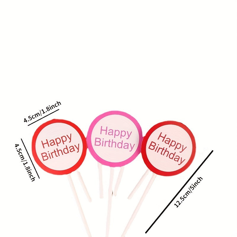 6pcs Birthday Dessert Table Decoration Inserts Cupcake Decoration