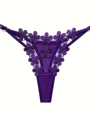 Floral Embroidery Thongs Mesh Intimates Panties Women's Lingerie