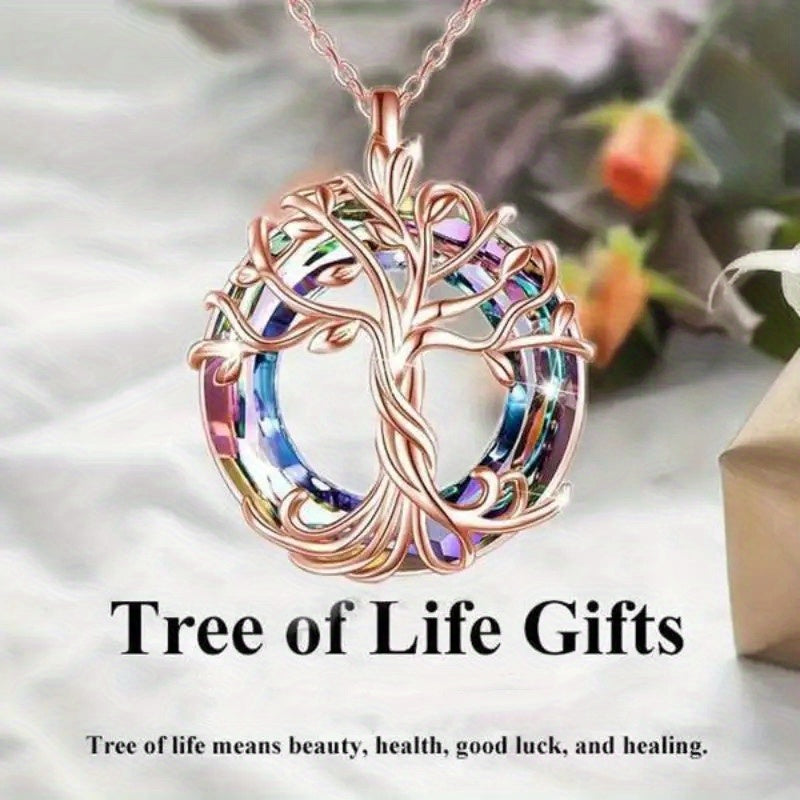 Colorful Tree Of Life Pendant Necklace for Girls