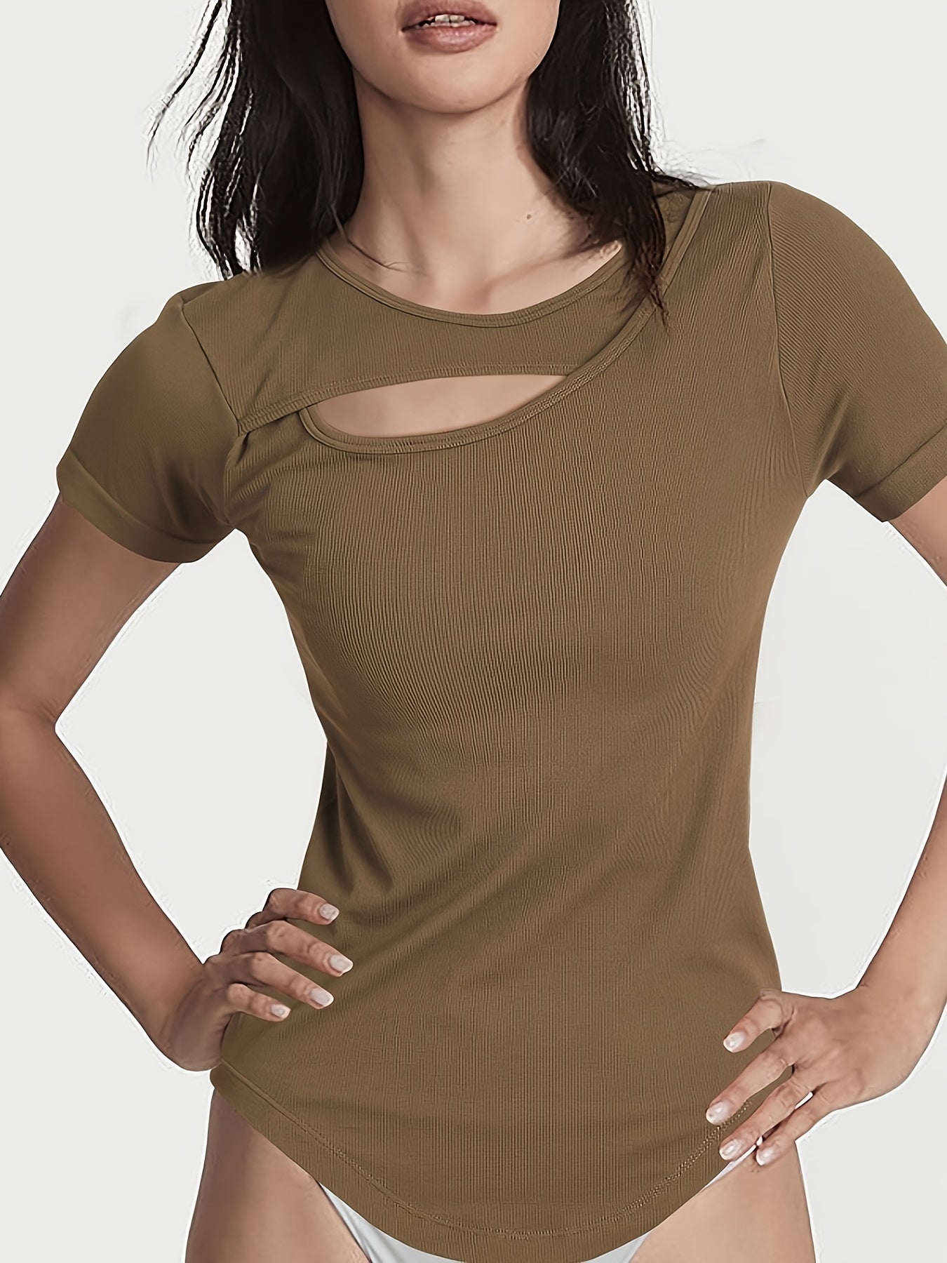 Quick Drying Hollow Solid Short Sleeve Yoga Top