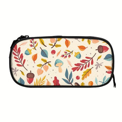 Cartoon Printed Double Layer Pen Bag Zippered Large Capacity Storage