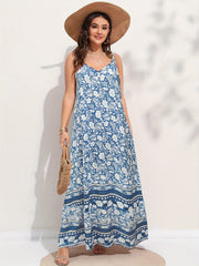 Retro Dress Women's Plus Floral & Tribal Print Round Neck Maxi Dress