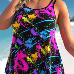 Vacay Tankini Set Women's Plus Splash Print Cami Top & Shorts Swimsuit