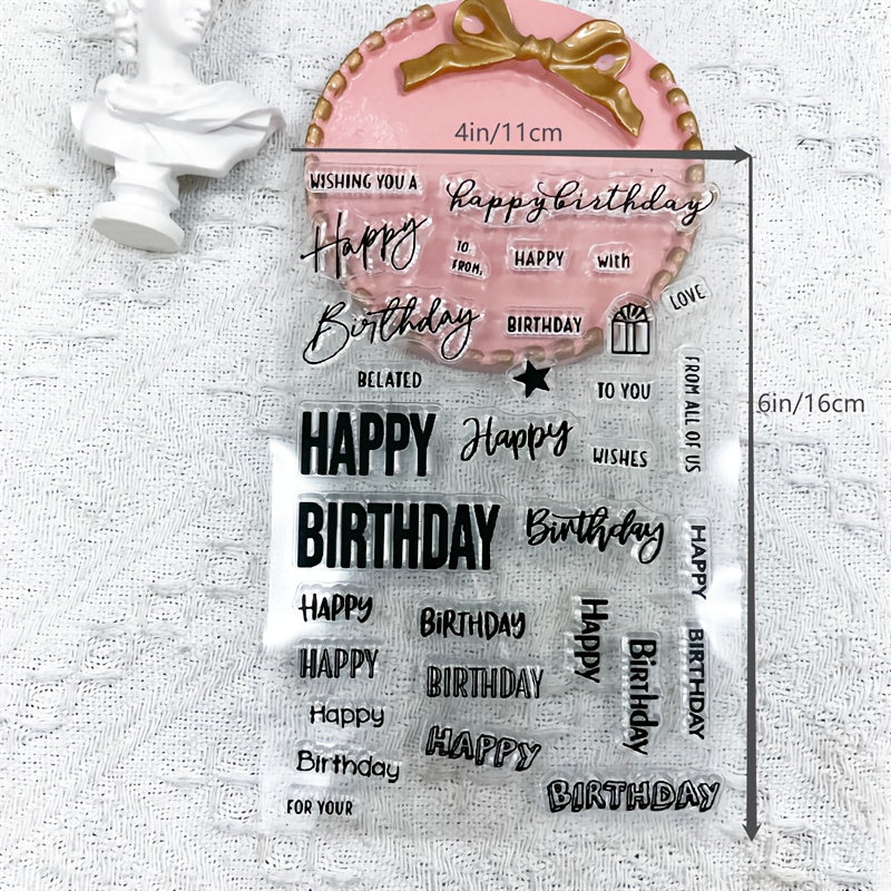 1PC English Birthday Transparent Stamp DIY Decoration