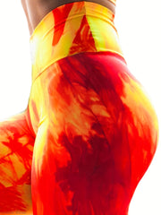 Flame Print High Waist Seamless Yoga Pants
