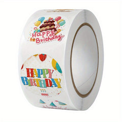 500 Happy Birthday Stickers Cake Decoration Sealing Gift Seal Sticker