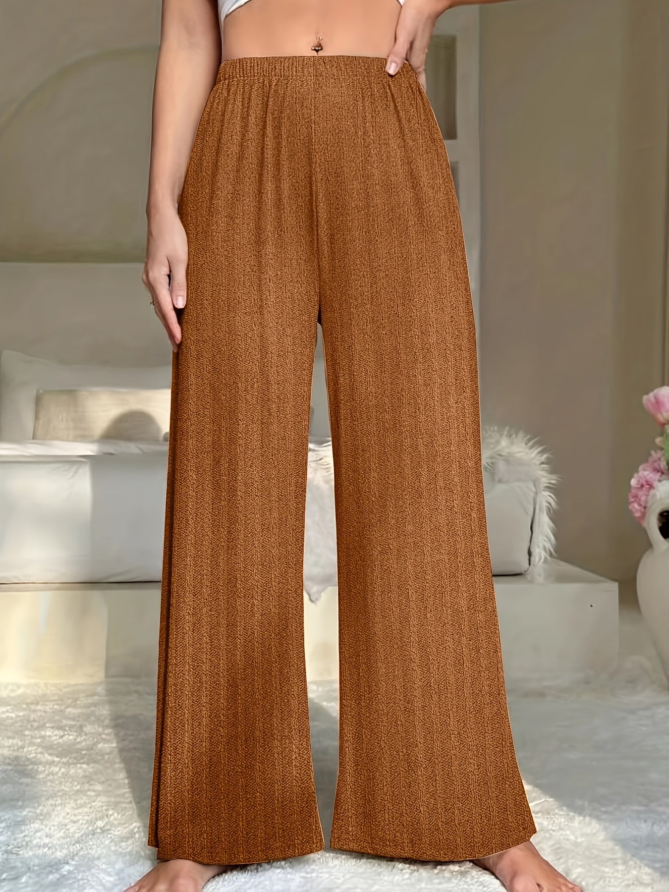 Solid Wide Leg Stretch Lounge Pants