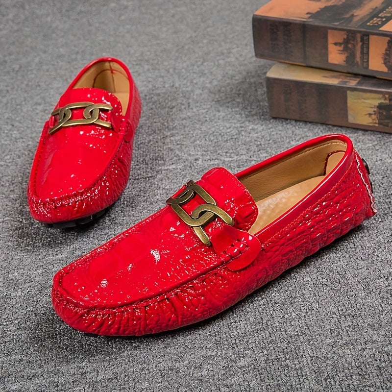 Crocodile Embossed Loafer Shoes Lightweight Non Slip Driving Shoes