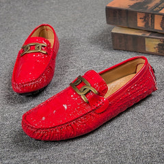Crocodile Embossed Loafer Shoes Lightweight Non Slip Driving Shoes