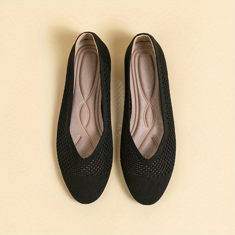 Women's Knit Flat Shoes Soft Sole Slip On Casual Shoes