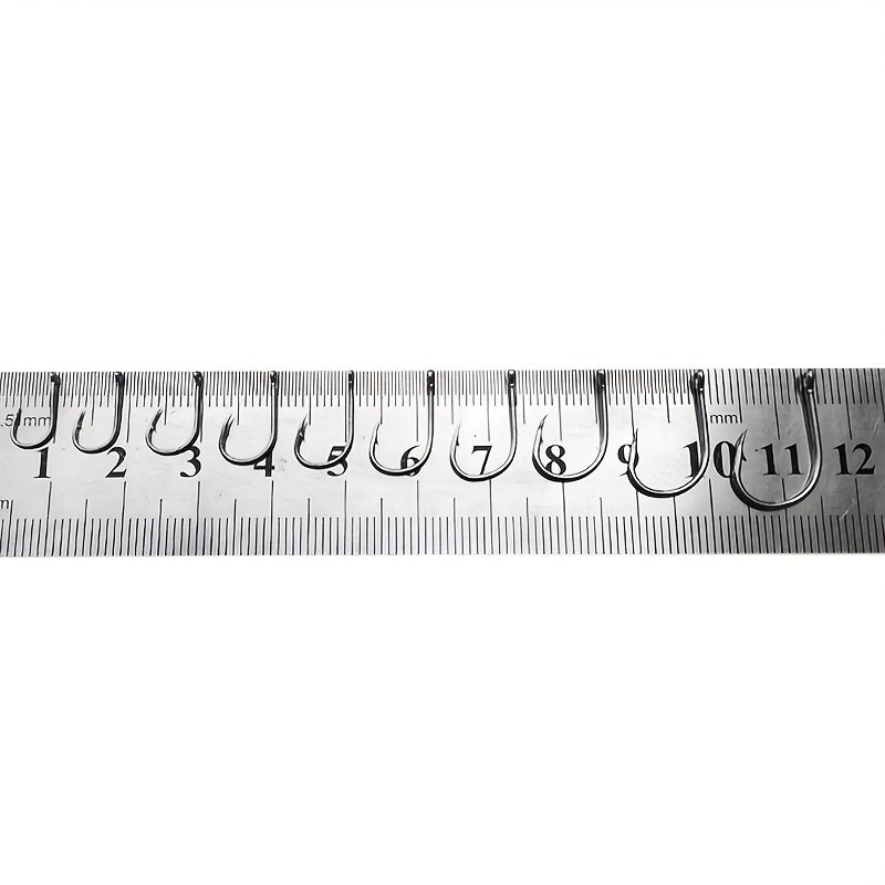 100pcs Fishing Hooks 10 Sizes Circle Barbed Hooks High Carbon Steel
