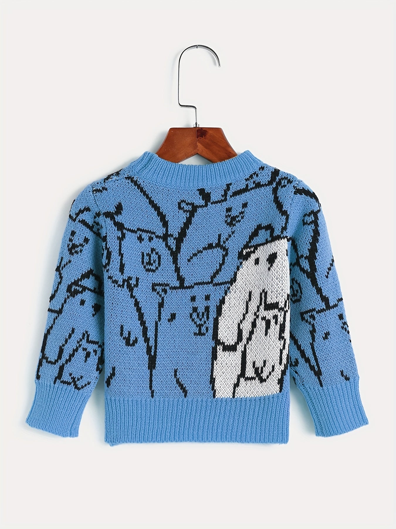 Kids Jacquard Long Sleeve Knitted Pullover Sweater