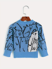 Kids Jacquard Long Sleeve Knitted Pullover Sweater