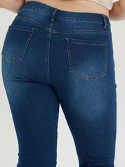 Plus Size Ripped Button Fly Flared Leg Jeans