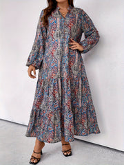 Allover Paisley Print Maxi Smock Dress