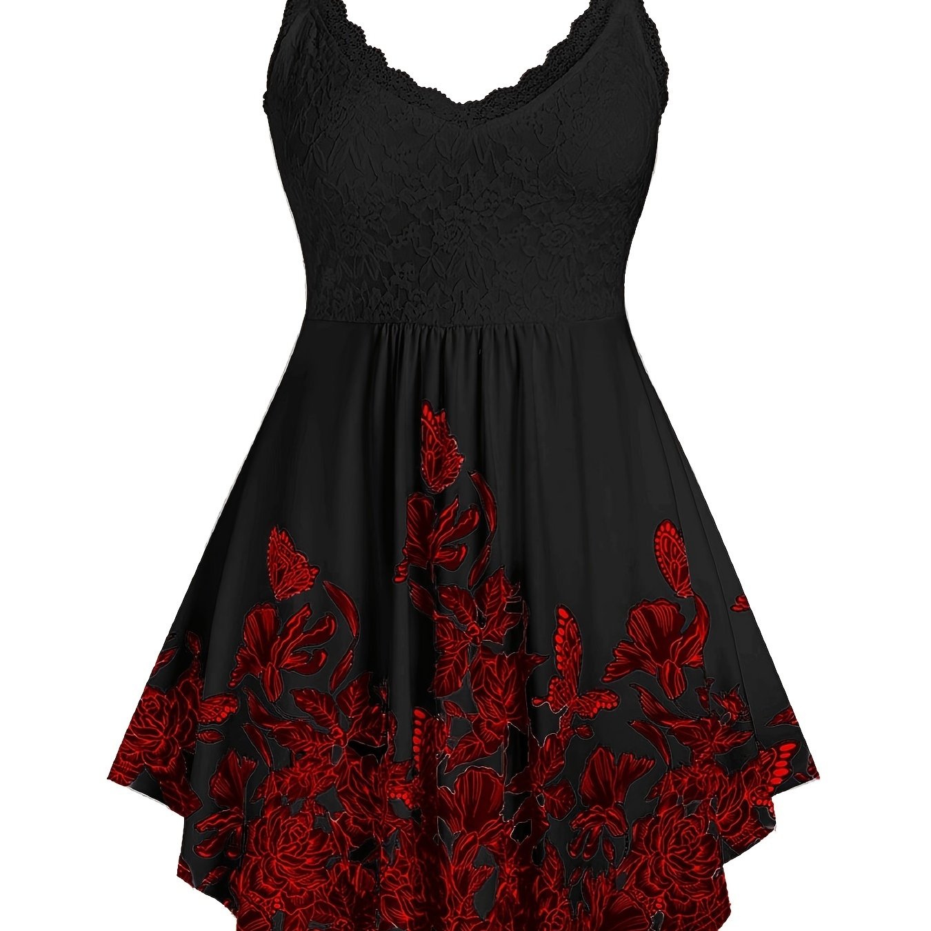 Y2K Floral Lace A Line Dress Strapless Casual Women's Clothing