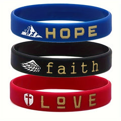 Set of 3 Slogan Rubber Bracelet Silicone Wristband