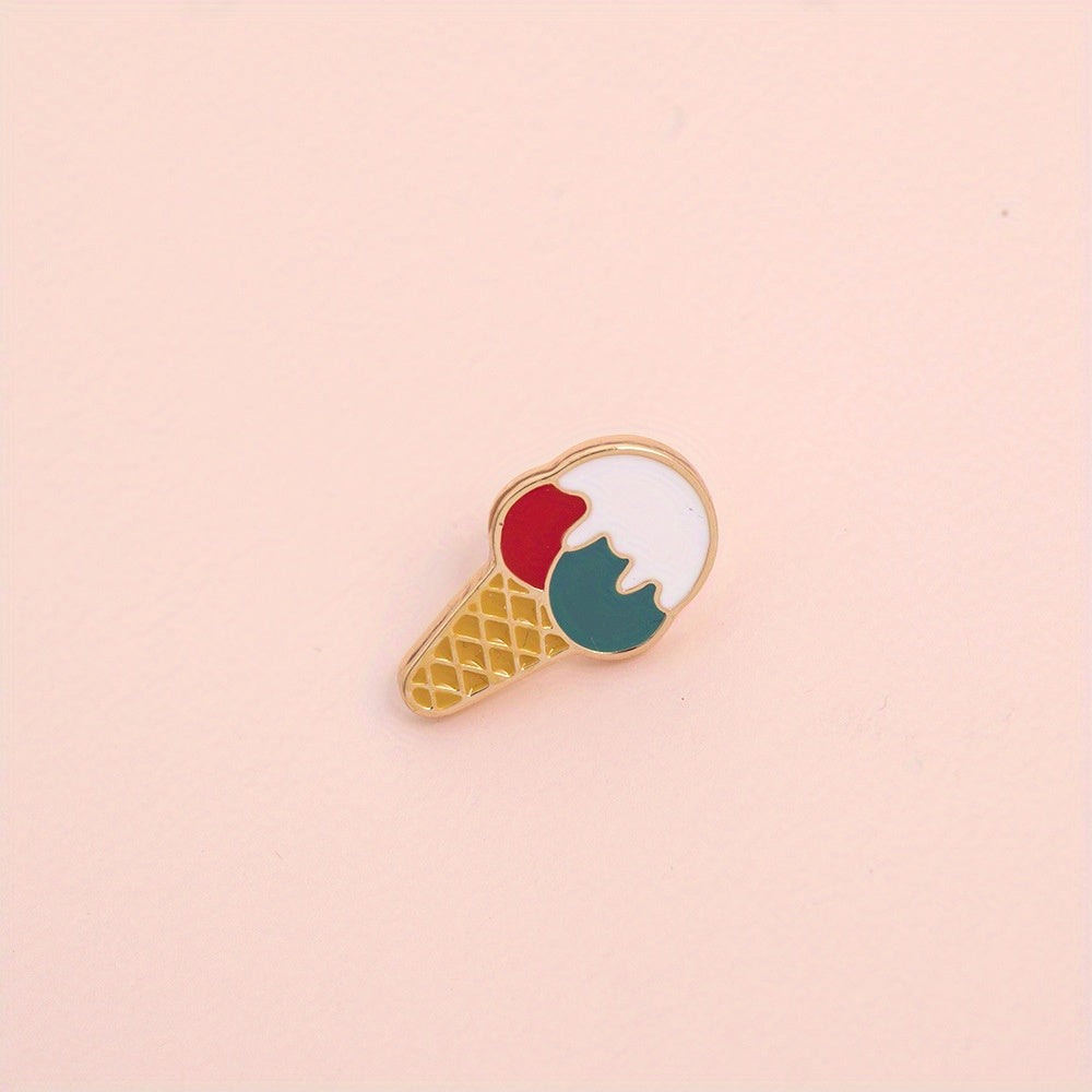 Summer Ice Cream Strawberry Cartoon Brooch Fun Badge Backpack Lapel