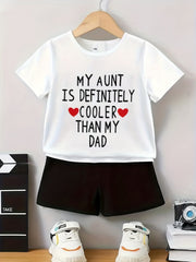 2pcs Girls Attitude Letter T Shirt & Shorts Set Kids Summer Clothes