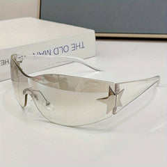 Rimless Y2K Sunglasses Wrap Around Oversized Frameless Sun Glasses