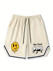 Men's Print Basketball Shorts with Drawstring - Summer Outdoor Wear
