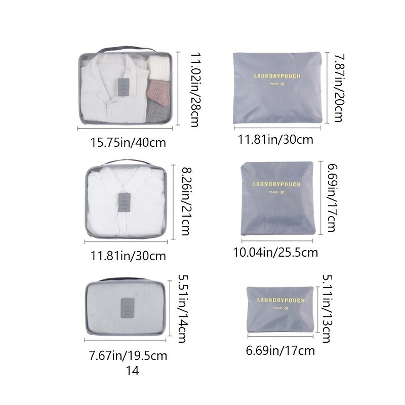 6pcs Travel Storage Bag Portable Clothes and Shoes Packing Bag Set