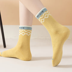 5 Pairs Geometric Pattern Socks Crew Socks Women's Stockings