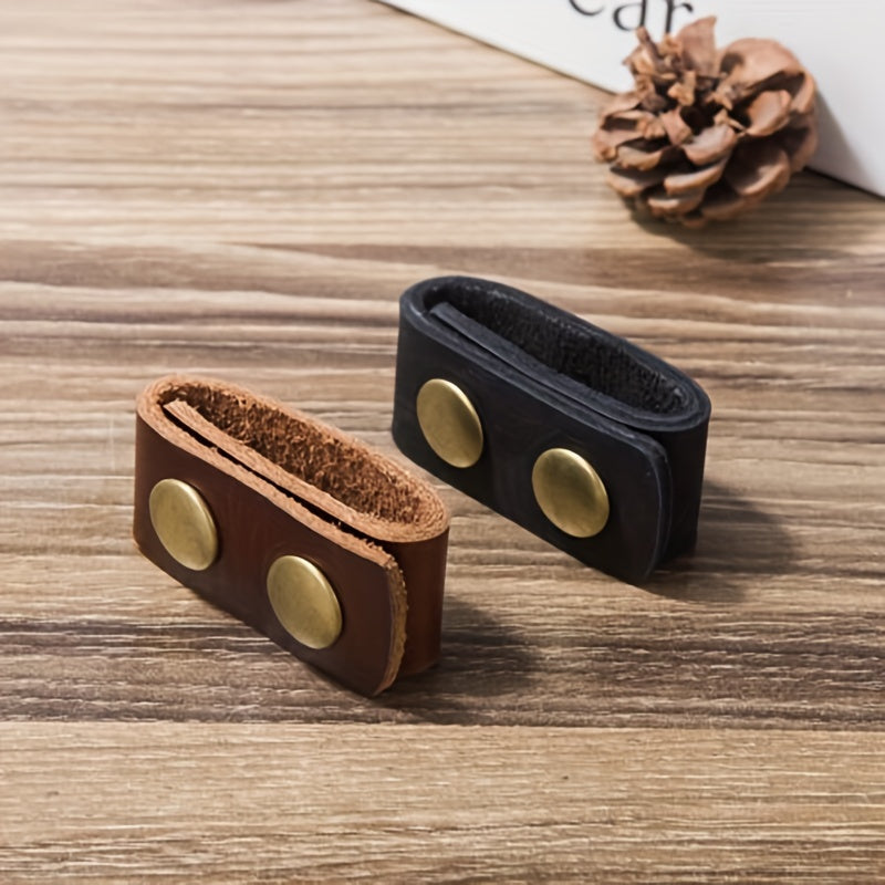 2pcs Cowhide Duty Belt Keepers with Double Snap Button