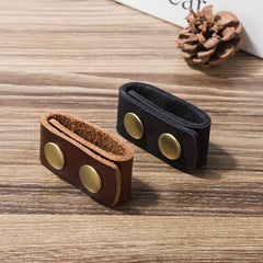 2pcs Cowhide Duty Belt Keepers with Double Snap Button