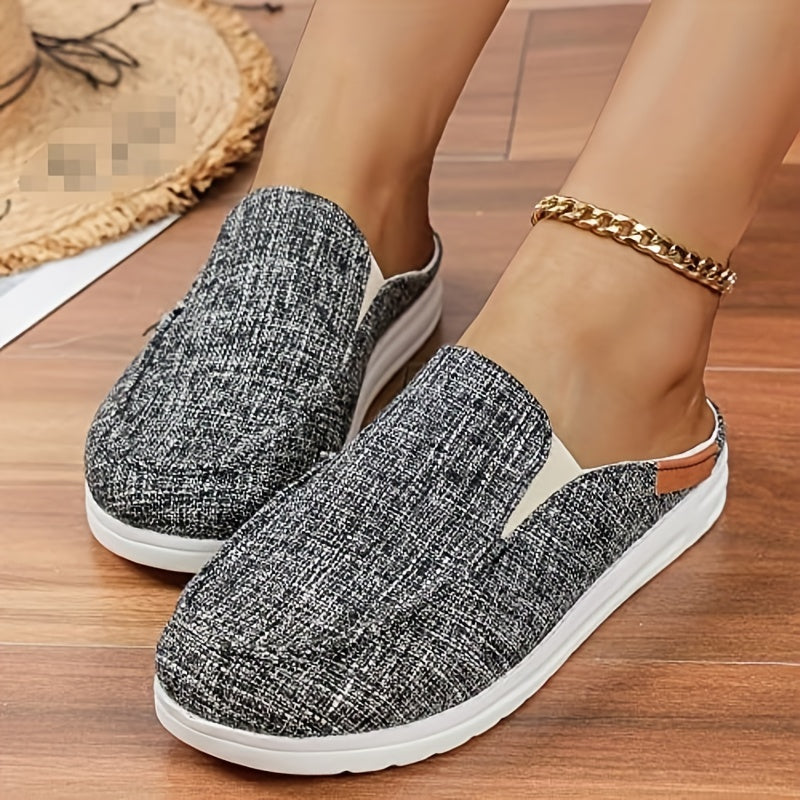 Women's Lightweight Canvas Sneakers Slip On Mules