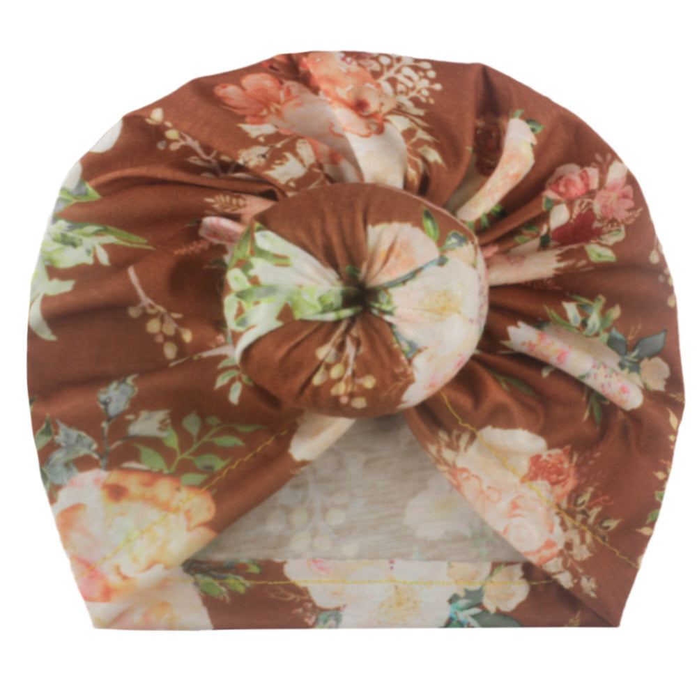 Printed Bun Head Baby Headscarf And Hat 0-3 Years Old Baby Supplies