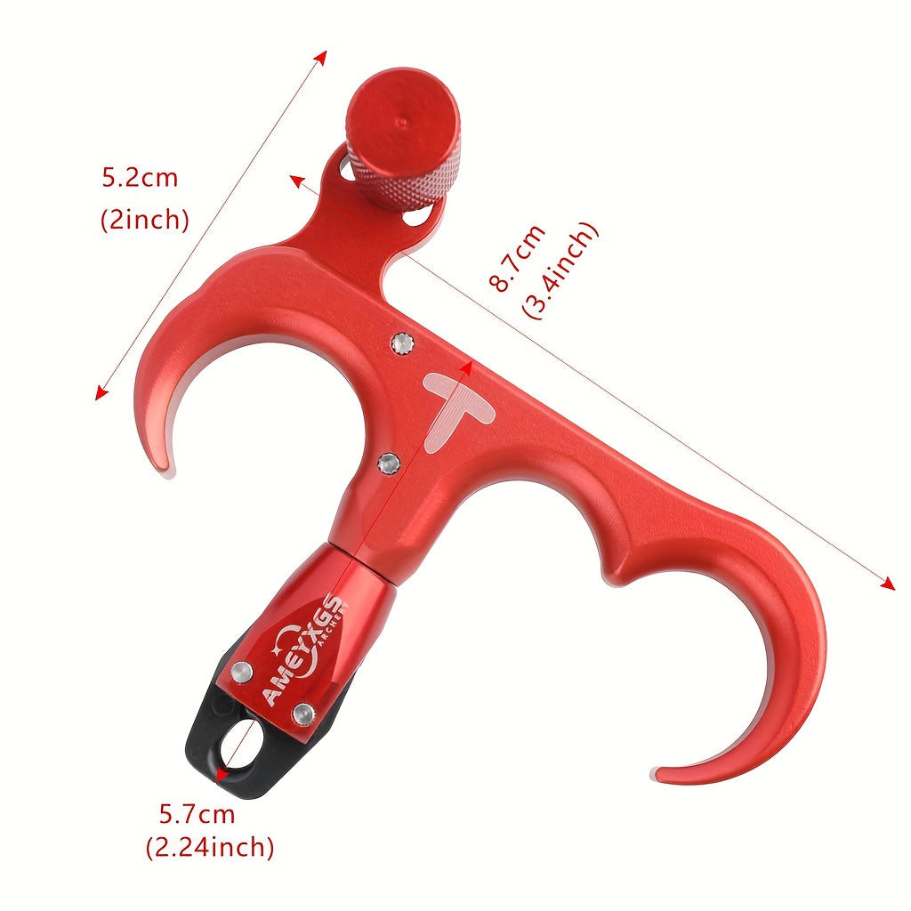 360 Rotation Thumb Bow Release Aluminum Alloy 3 Finger Trigger Grip