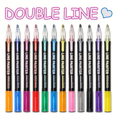 12-color Double Line Outline Pen Set for School Year