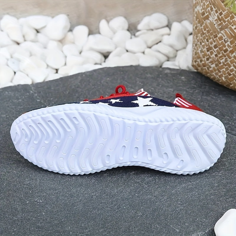 Women's Star Pattern Sneakers Lace up Running Shoes Breathable Sports Shoes
