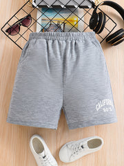 Girls Letter Print Elastic Waist Sweat Shorts With Pockets