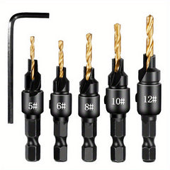 5pcs Countersink Drill Bit Set for Perfect Pilot Holes Woodworking