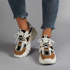 Women's Mesh Chunky Sneakers Lace Up Platform Shoes