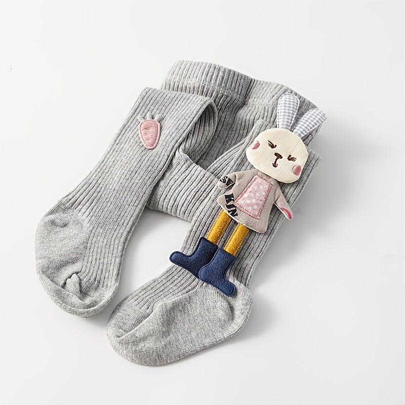 Baby Girls Ribbed Tights Leggings Stockings Rabbit Doll Warm Pantyhose