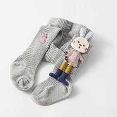 Baby Girls Ribbed Tights Leggings Stockings Rabbit Doll Warm Pantyhose