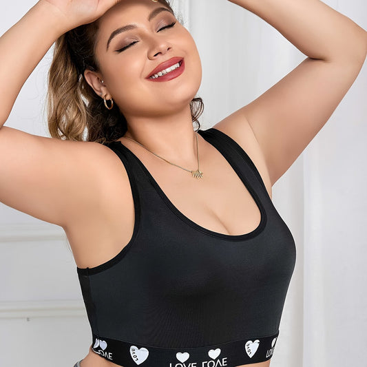 Women's Sports Bra Contrast Letter Tape Racer Back Seamless Yoga