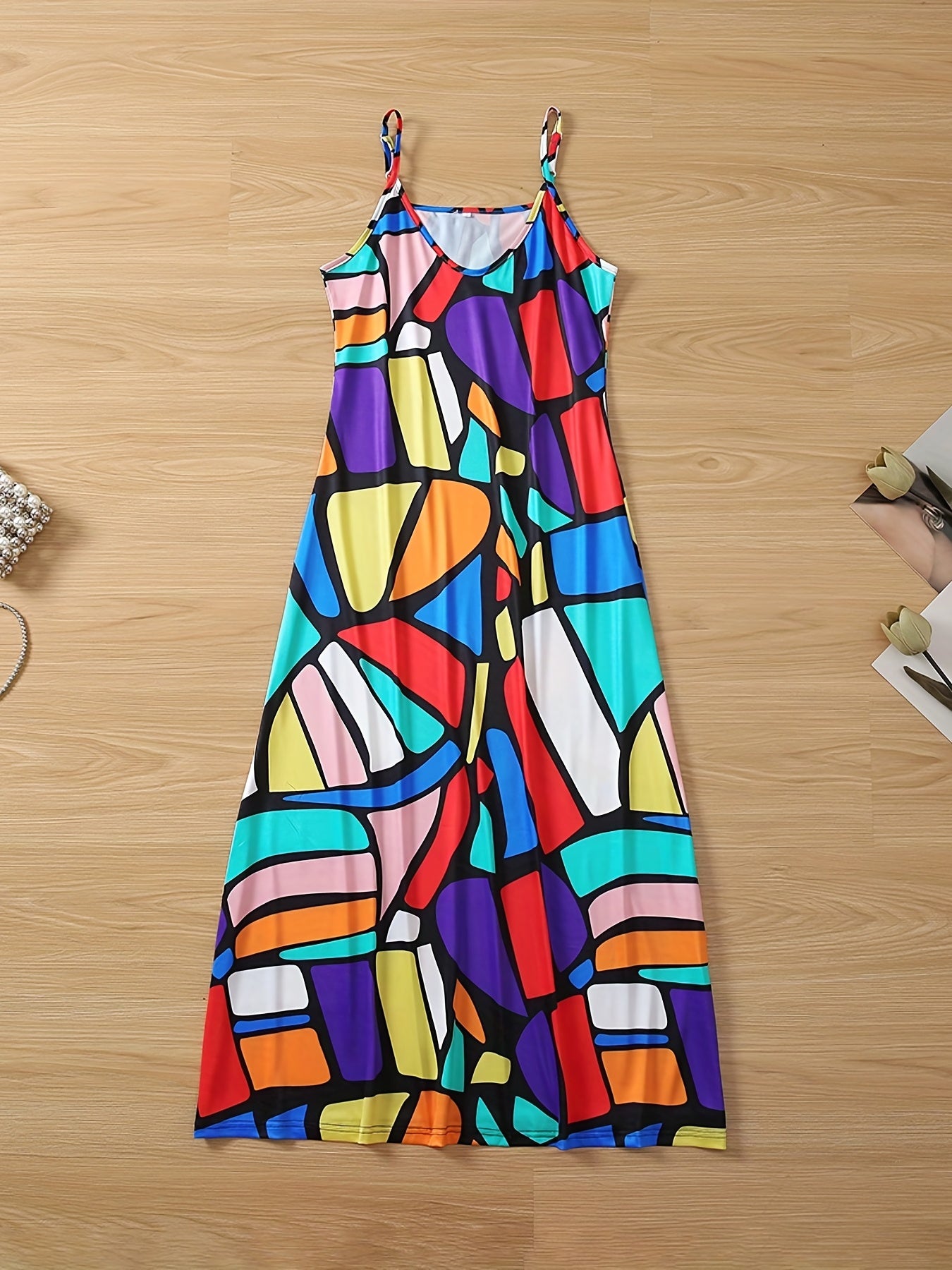 Spaghetti Dress Casual Crew Neck Cami Dress