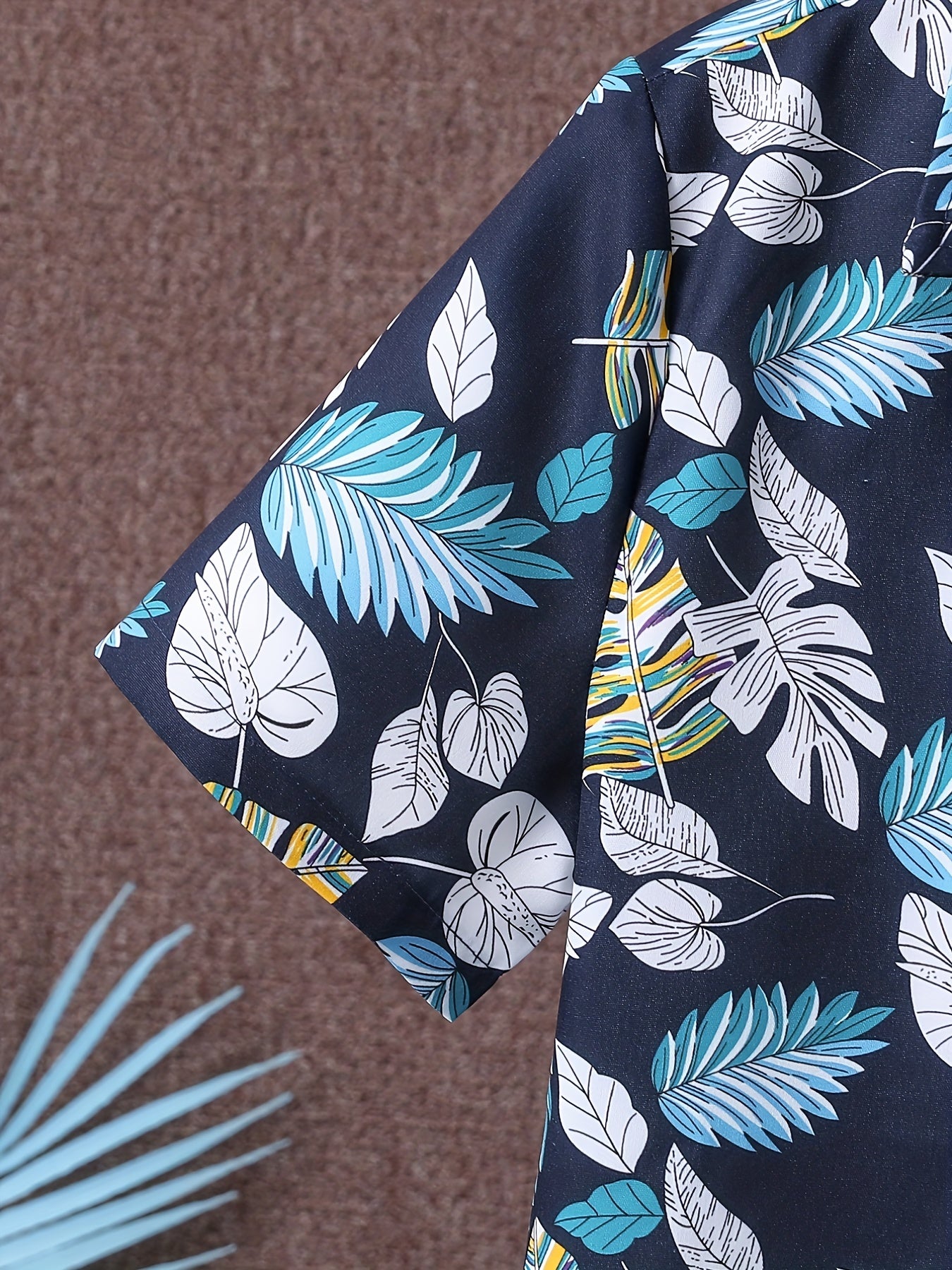3pcs Baby Boys Tropical Graphic Shirt & Shorts Set for Summer