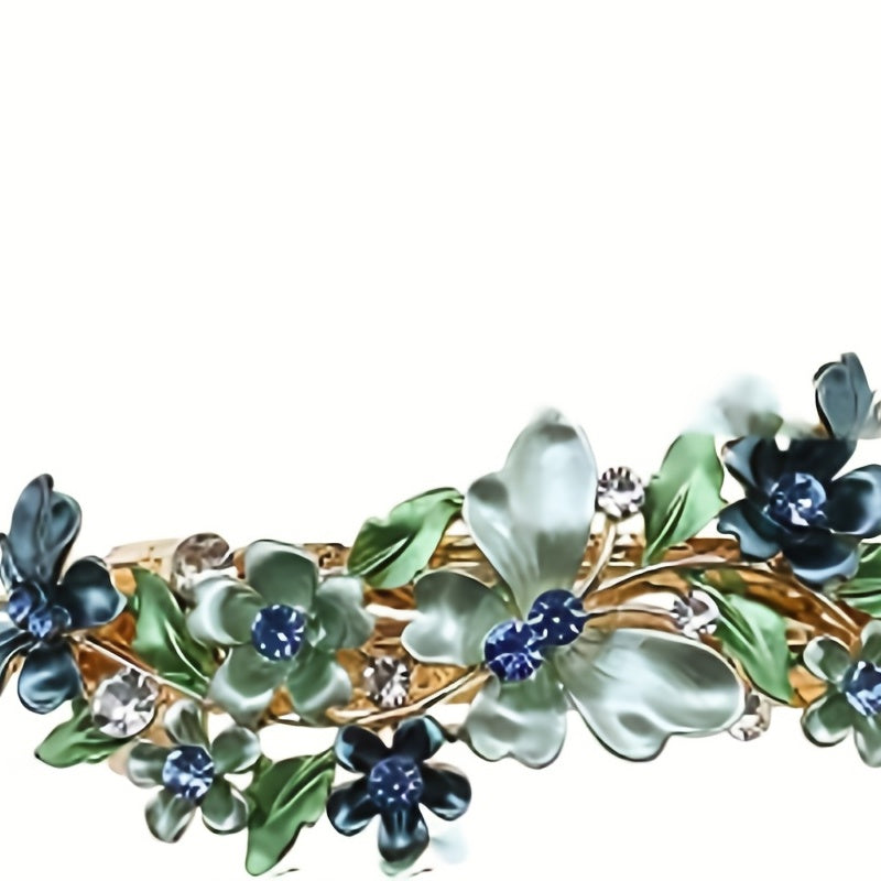 Colorful Flower Leaf French Barrette Hair Clip
