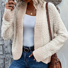 Casual Cardigan Women's Solid Long Sleeve Open Front Stretch Cardigan