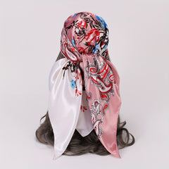 Vintage Paisley Print Bandana Square Scarf Silk Head Wrap Turban