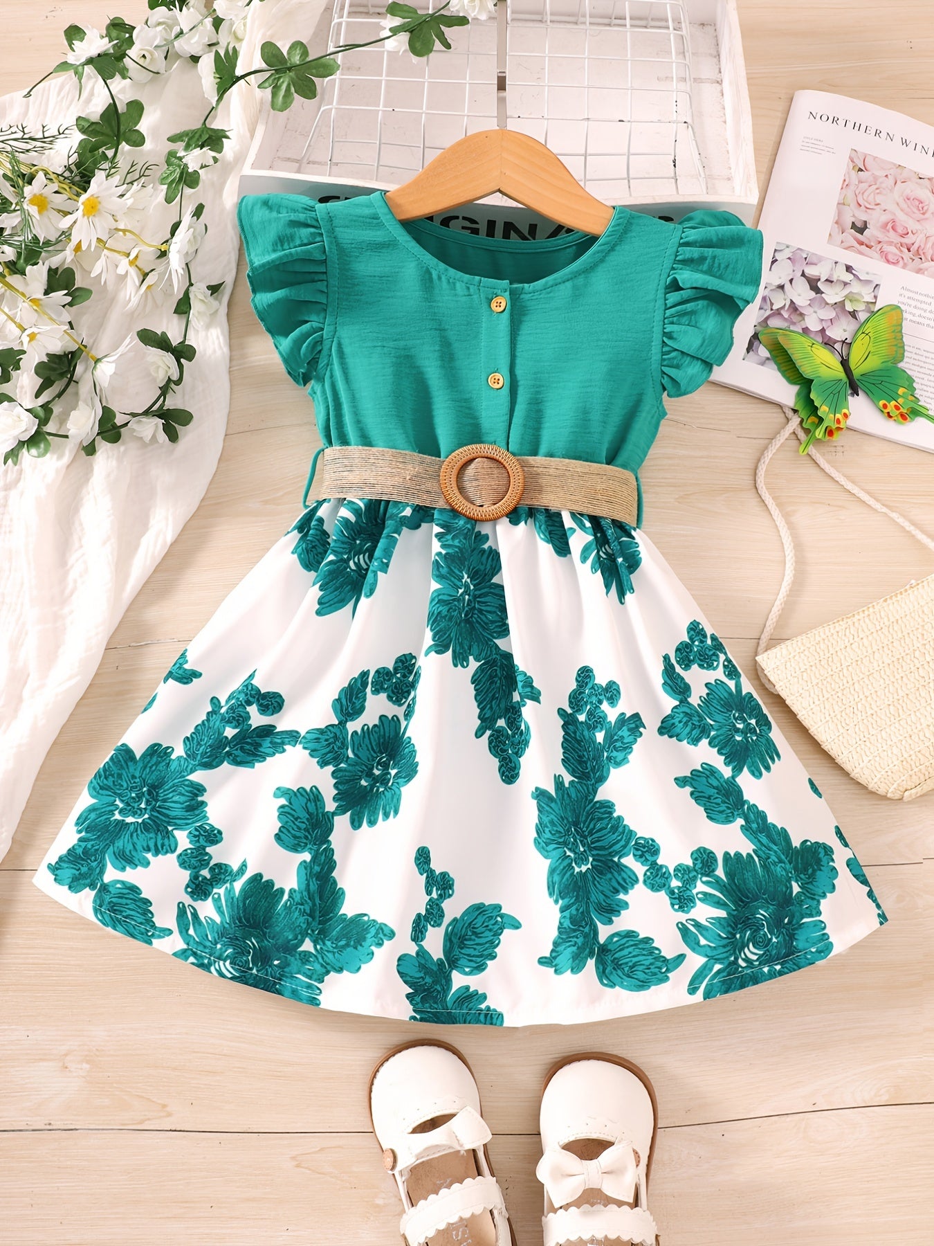 Toddler Girls Floral Splicing Princess Dress For Party
