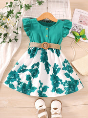 Toddler Girls Floral Splicing Princess Dress For Party