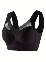 High Elasticity Women's Sports Bra Wire-Free Padded Mesh Insert