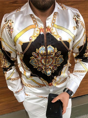 Men's Turn Down Collar Long Sleeve Casual Shirt