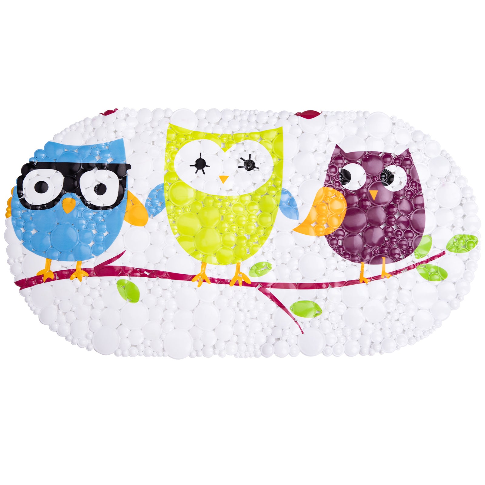 Cartoon Bird Anti-slip Shower Stall Mat with Drain Holes and Suction Cup